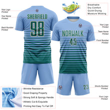 Load image into Gallery viewer, Custom Light Blue Teal-Cream Gradient Pinstripe Sublimation Soccer Uniform Jersey
