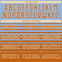 Load image into Gallery viewer, Custom Light Blue Bay Orange-Cream Gradient Pinstripe Sublimation Soccer Uniform Jersey
