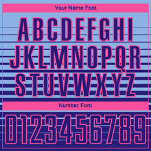 Load image into Gallery viewer, Custom Light Blue Dark Purple-Pink Gradient Pinstripe Sublimation Soccer Uniform Jersey
