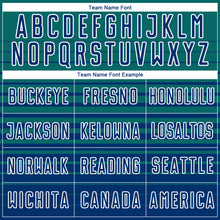 Загрузить изображение в средство просмотра галереи, Custom Teal US Navy Blue-White Gradient Pinstripe Sublimation Soccer Uniform Jersey
