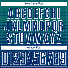 Загрузить изображение в средство просмотра галереи, Custom Teal US Navy Blue-White Gradient Pinstripe Sublimation Soccer Uniform Jersey
