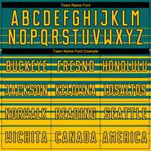 Загрузить изображение в средство просмотра галереи, Custom Teal Yellow-Black Gradient Pinstripe Sublimation Soccer Uniform Jersey
