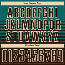 Загрузить изображение в средство просмотра галереи, Custom Teal Brown-Cream Gradient Pinstripe Sublimation Soccer Uniform Jersey
