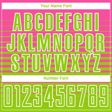 Load image into Gallery viewer, Custom Pink Neon Green-White Gradient Pinstripe Sublimation Soccer Uniform Jersey
