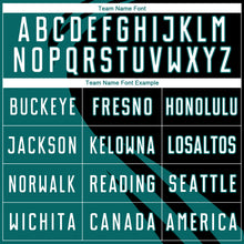 Загрузить изображение в средство просмотра галереи, Custom Teal White-Black Diagonal Streamline Color Block Swirl Curve Lines Sublimation Soccer Uniform Jersey
