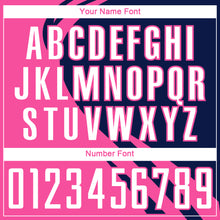 Load image into Gallery viewer, Custom Pink White-Navy Diagonal Streamline Color Block Swirl Curve Lines Sublimation Soccer Uniform Jersey
