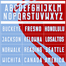 Load image into Gallery viewer, Custom Light Blue White-Red Diagonal Streamline Color Block Swirl Curve Lines Sublimation Soccer Uniform Jersey
