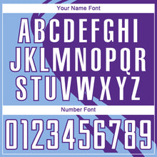 Load image into Gallery viewer, Custom Light Blue White-Purple Diagonal Streamline Color Block Swirl Curve Lines Sublimation Soccer Uniform Jersey
