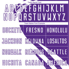 Load image into Gallery viewer, Custom White Purple Diagonal Streamline Color Block Swirl Curve Lines Sublimation Soccer Uniform Jersey
