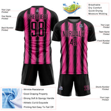 Загрузить изображение в средство просмотра галереи, Custom Black Pink Vertical Brush Stroke Stripes Sublimation Soccer Uniform Jersey
