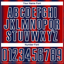 Загрузить изображение в средство просмотра галереи, Custom Navy Red-White Vertical Brush Stroke Stripes Sublimation Soccer Uniform Jersey
