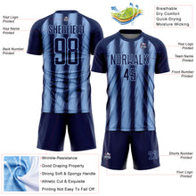 Charger l'image dans la galerie, Custom Navy Light Blue Vertical Brush Stroke Stripes Sublimation Soccer Uniform Jersey
