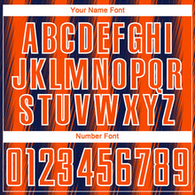 Загрузить изображение в средство просмотра галереи, Custom Navy Orange-White Vertical Brush Stroke Stripes Sublimation Soccer Uniform Jersey
