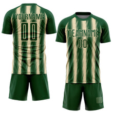 Load image into Gallery viewer, Custom Green Cream Vertical Brush Stroke Stripes Sublimation Soccer Uniform Jersey
