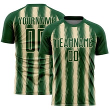 Load image into Gallery viewer, Custom Green Cream Vertical Brush Stroke Stripes Sublimation Soccer Uniform Jersey
