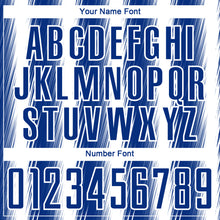 Загрузить изображение в средство просмотра галереи, Custom Royal White Vertical Brush Stroke Stripes Sublimation Soccer Uniform Jersey
