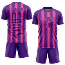 Загрузить изображение в средство просмотра галереи, Custom Purple Pink Vertical Brush Stroke Stripes Sublimation Soccer Uniform Jersey
