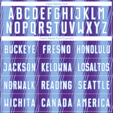 Laden Sie das Bild in den Galerie-Viewer, Custom Purple White-Light Blue Vertical Brush Stroke Stripes Sublimation Soccer Uniform Jersey
