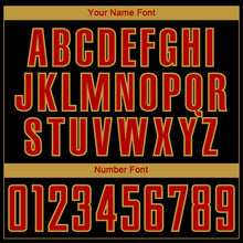 Charger l'image dans la galerie, Custom Black Red Old Gold-Steel Gray Gradient Horizontal Stripes Sublimation Soccer Uniform Jersey
