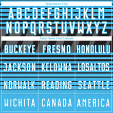 Charger l'image dans la galerie, Custom Black White Sky Blue-Steel Gray Gradient Horizontal Stripes Sublimation Soccer Uniform Jersey
