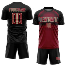 Charger l'image dans la galerie, Custom Black Crimson Cream-Steel Gray Gradient Horizontal Stripes Sublimation Soccer Uniform Jersey
