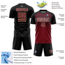 Charger l'image dans la galerie, Custom Black Crimson Cream-Steel Gray Gradient Horizontal Stripes Sublimation Soccer Uniform Jersey
