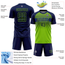 Laden Sie das Bild in den Galerie-Viewer, Custom Navy Neon Green-Royal Gradient Horizontal Stripes Sublimation Soccer Uniform Jersey
