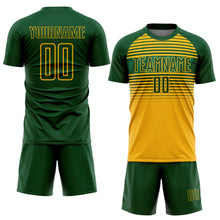 Загрузить изображение в средство просмотра галереи, Custom Green Gold-Kelly Green Gradient Horizontal Stripes Sublimation Soccer Uniform Jersey
