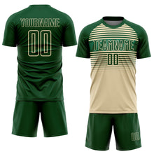 Load image into Gallery viewer, Custom Green Cream-Kelly Green Gradient Horizontal Stripes Sublimation Soccer Uniform Jersey
