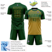 Load image into Gallery viewer, Custom Green Old Gold-Kelly Green Gradient Horizontal Stripes Sublimation Soccer Uniform Jersey
