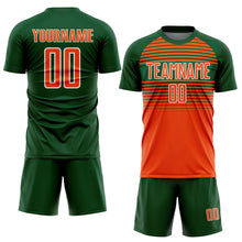 Загрузить изображение в средство просмотра галереи, Custom Green Orange White-Kelly Green Gradient Horizontal Stripes Sublimation Soccer Uniform Jersey
