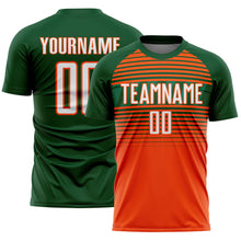 Загрузить изображение в средство просмотра галереи, Custom Green Orange White-Kelly Green Gradient Horizontal Stripes Sublimation Soccer Uniform Jersey
