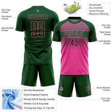Load image into Gallery viewer, Custom Green Pink-Kelly Green Gradient Horizontal Stripes Sublimation Soccer Uniform Jersey
