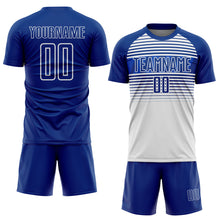 Загрузить изображение в средство просмотра галереи, Custom Royal Thunder Blue-White Gradient Horizontal Stripes Sublimation Soccer Uniform Jersey
