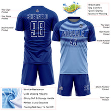 Charger l'image dans la galerie, Custom Royal Light Blue Thunder Blue-White Gradient Horizontal Stripes Sublimation Soccer Uniform Jersey
