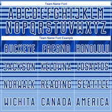 Charger l'image dans la galerie, Custom Royal Light Blue Thunder Blue-White Gradient Horizontal Stripes Sublimation Soccer Uniform Jersey
