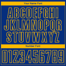 Charger l'image dans la galerie, Custom Royal Gold-Thunder Blue Gradient Horizontal Stripes Sublimation Soccer Uniform Jersey
