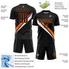 Load image into Gallery viewer, Custom Black Bay Orange-White Diagonal Stripes Sports Sublimation Soccer Uniform Jersey
