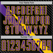 Charger l'image dans la galerie, Custom Black Purple-Yellow Diagonal Stripes Sports Sublimation Soccer Uniform Jersey
