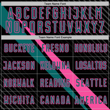 Charger l'image dans la galerie, Custom Black Teal-Pink Diagonal Stripes Sports Sublimation Soccer Uniform Jersey
