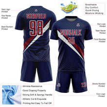 Загрузить изображение в средство просмотра галереи, Custom Navy Crimson-White Diagonal Stripes Sports Sublimation Soccer Uniform Jersey
