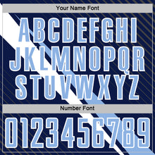 Laden Sie das Bild in den Galerie-Viewer, Custom Navy Light Blue-White Diagonal Stripes Sports Sublimation Soccer Uniform Jersey
