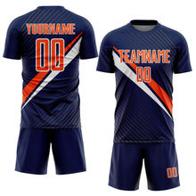 Charger l'image dans la galerie, Custom Navy Orange-White Diagonal Stripes Sports Sublimation Soccer Uniform Jersey

