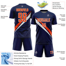 Charger l'image dans la galerie, Custom Navy Orange-White Diagonal Stripes Sports Sublimation Soccer Uniform Jersey
