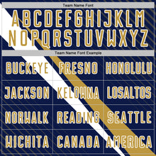 Загрузить изображение в средство просмотра галереи, Custom Navy Old Gold-White Diagonal Stripes Sports Sublimation Soccer Uniform Jersey
