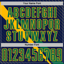 Charger l'image dans la galerie, Custom Navy Kelly Green-Gold Diagonal Stripes Sports Sublimation Soccer Uniform Jersey
