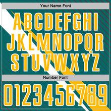 Загрузить изображение в средство просмотра галереи, Custom Teal Gold-White Diagonal Stripes Sports Sublimation Soccer Uniform Jersey
