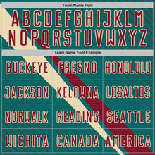 Загрузить изображение в средство просмотра галереи, Custom Teal Crimson-Cream Diagonal Stripes Sports Sublimation Soccer Uniform Jersey
