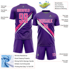 Laden Sie das Bild in den Galerie-Viewer, Custom Purple Pink-White Diagonal Stripes Sports Sublimation Soccer Uniform Jersey

