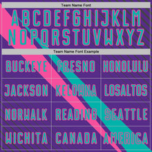 Charger l'image dans la galerie, Custom Purple Aqua-Pink Diagonal Stripes Sports Sublimation Soccer Uniform Jersey
